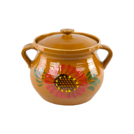 Oala din lut cu capac, capacitate 2L / TOF-0116