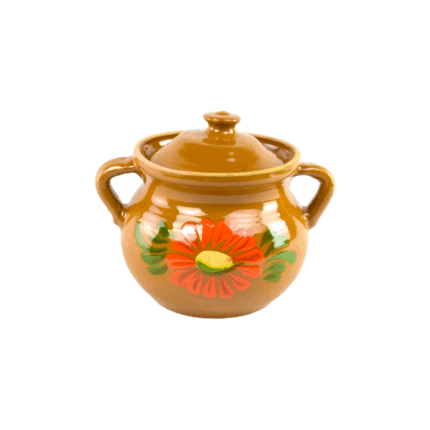 Oala din lut cu capac, diametru 14 cm, capacitate 1l / TOF-4725